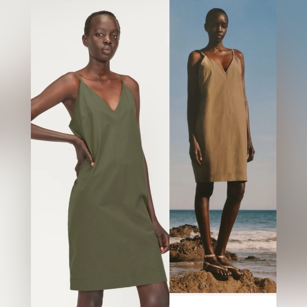 Everlane The Poplin dress Olive , size 2